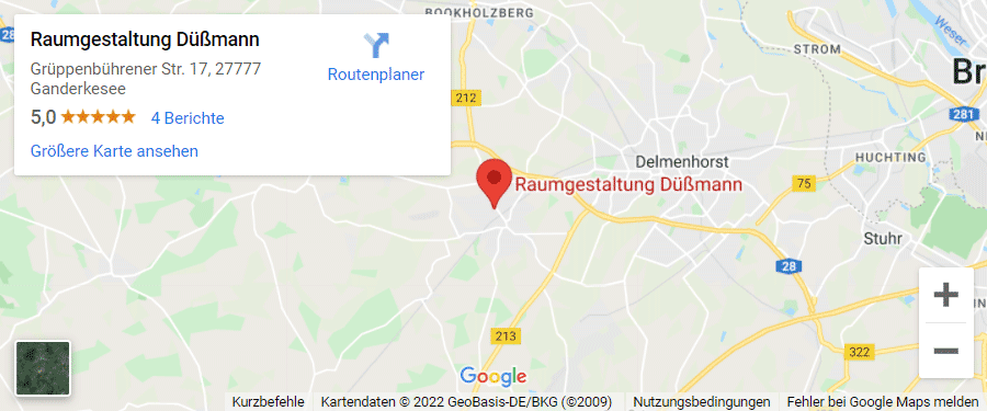 Google Maps Ausschnitt Raumgestaltung Düßmann